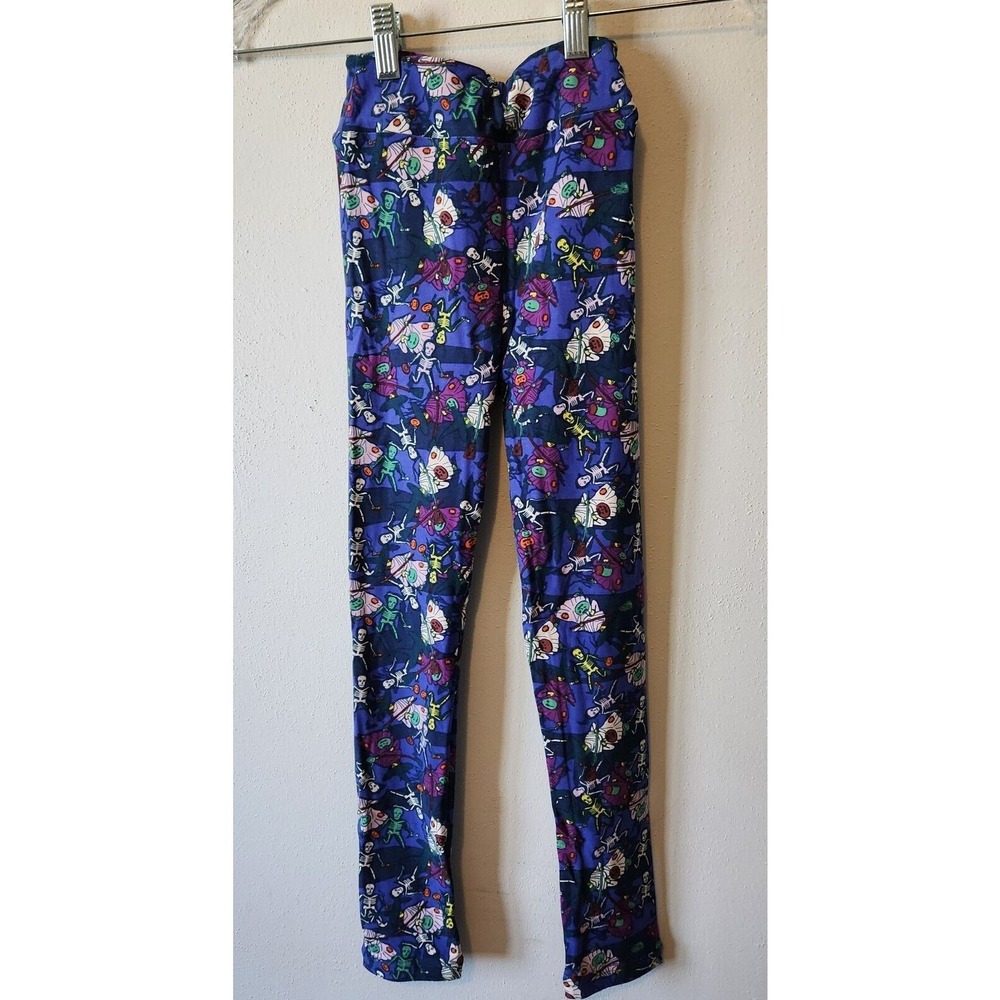 Lularoe Kids Halloween Leggings L/XL Skelton Mummy's Pumpkin‎ Purple